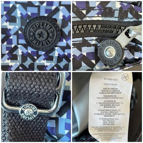 Kipling Women's Nylon bag crossbody adjustable strap purse tote lunch wipeable - Picture 14 of 16